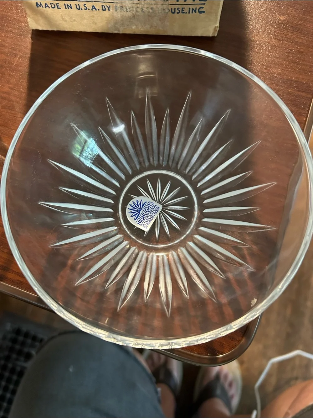 NOS vintage Princess House Clear Lead Crystal Dessert Bowls - Set of 2